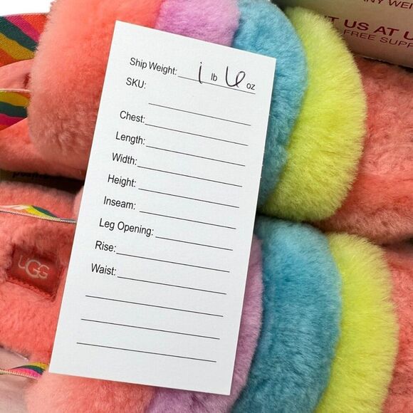 UGG Kids Fluff Yeah Rainbow Sherpa Slides Size 5 - Picture 8 of 8
